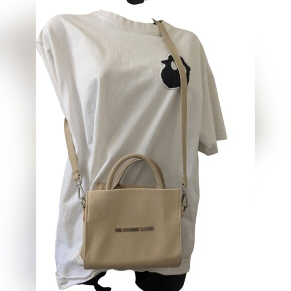Brandon Blackwood ESR End Systemic Racism Canvas Tan Crossbody Mini Tote Bag - Picture 5 of 13